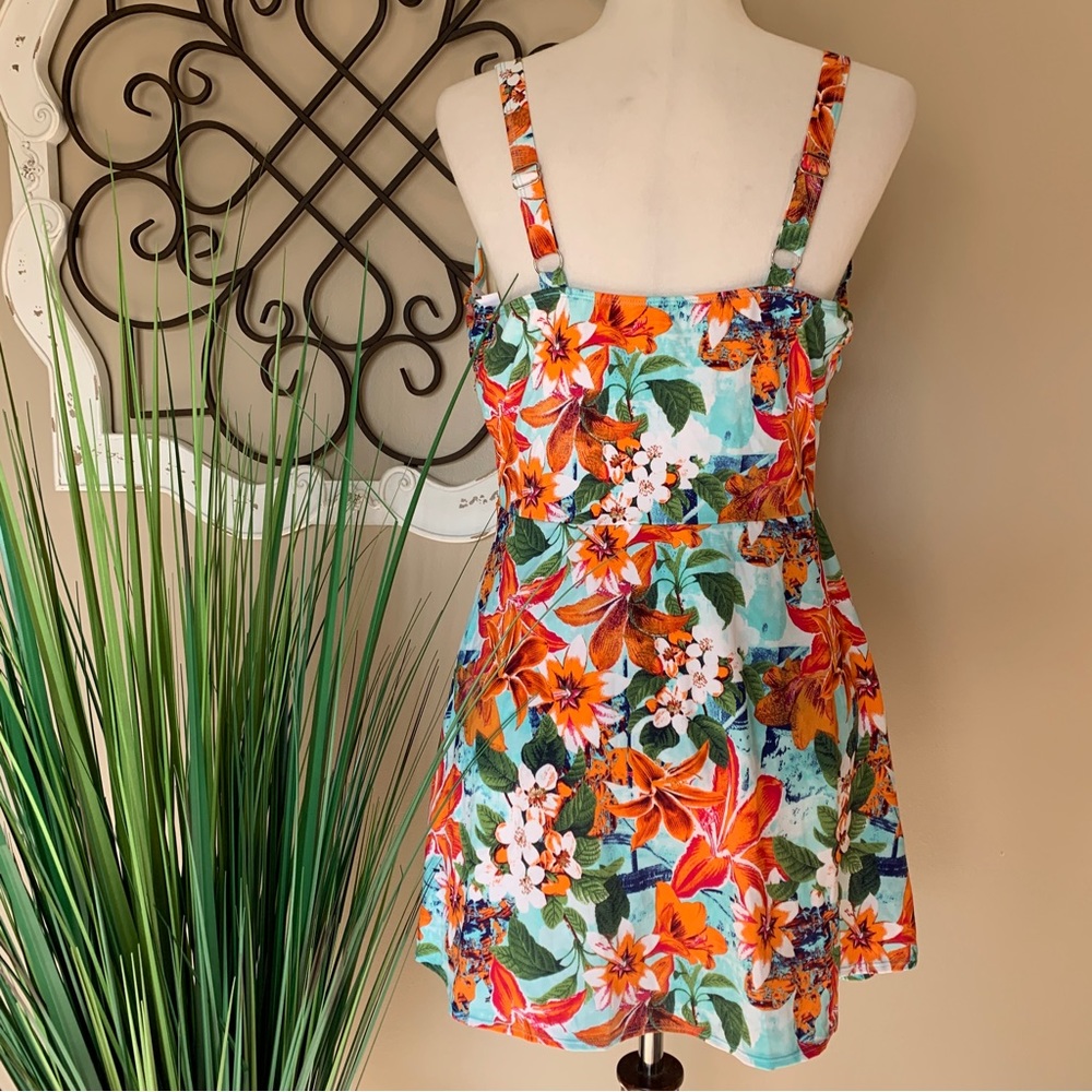 New! DENIM & CO Size 20W One Piece Tropical Swimdress - Picture 3 of 6